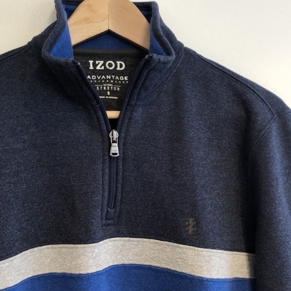 Izod quarter zip advantage performance sweater for men size small Blue and grey - Picture 2 of 6